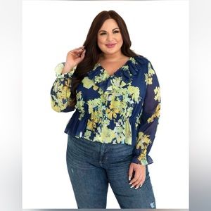 Marée Pour Toi Ruffle V Neck Blouse